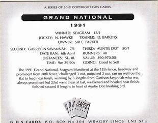 2000 GDS Cards Grand National Winners 1976-1995 #1991 Seagram Back